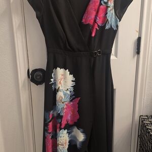 Jennifer Lopez Black Dress with Floral Accents